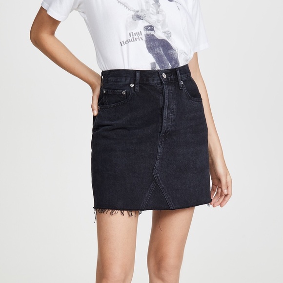 agolde black denim skirt